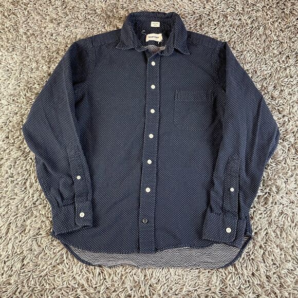 Taylor Stitch Shirt Mens 38 Blue Polka Dot Handmade Button Up Logo Outdoor USA - Picture 1 of 11